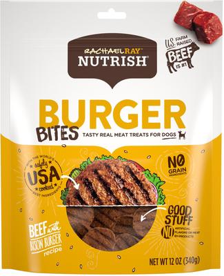 Bundle: Rachael Ray Nutrish Burger Bites, Beef Burger with Bison + Soup Bones Chicken & Veggies Flavor Dog Treats