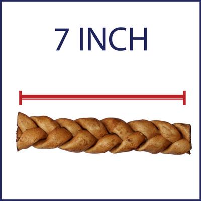 Beefhide 7-inch Braided Sticks Peanut Butter Flavored Dog Hard Chews, 2 count