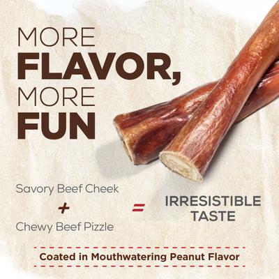 Power Peanut Butter Bully Sticks Dog Treats, 12-in, 1 count