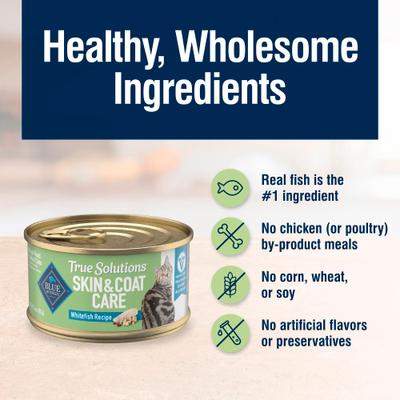 True Solutions Perfect Skin & Coat Natural Whitefish Adult Wet Cat Food, 3-oz can, case of 24