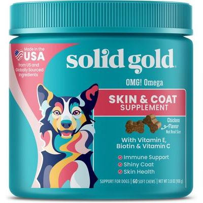 ¡Dios mío! Masticables blandos con sabor a pollo, suplemento de aceite de pescado Omega 3 para perros, 60 unidades