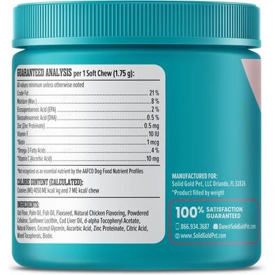 ¡Dios mío! Masticables blandos con sabor a pollo, suplemento de aceite de pescado Omega 3 para perros, 60 unidades