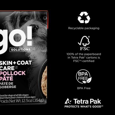 Skin + Coat Care Pollock Pate Dog Food, 12.5-oz, case of 12