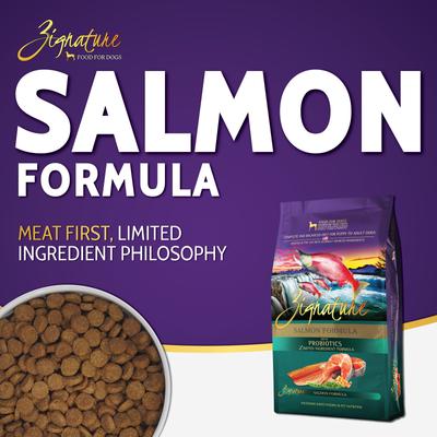 Paquete: Alimento seco Zignature Salmon con fórmula de ingredientes limitados (bolsa de 5,7 kg) + Galletas Ziggy Bars (bolsa de 355 g) + Golosinas blandas para perros (bolsa de 113 g)