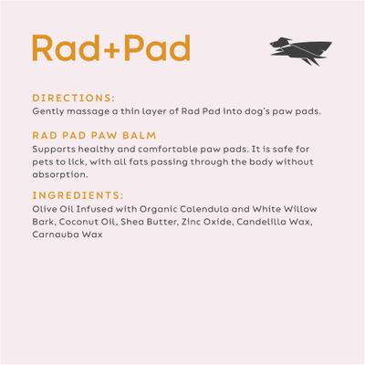 Bálsamo para patas Rad Pad para perros y gatos, frasco de 2 oz