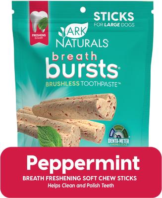 Breath Bursts Peppermint Sticks Medium/Large Dental Dog Treats, 6-oz bag