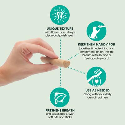 Breath Bursts Peppermint Sticks Medium/Large Dental Dog Treats, 6-oz bag