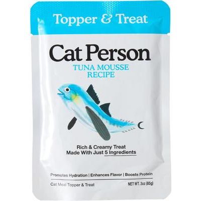 Aderezo para alimento húmedo para gatos sin cereales Cat Person de Weruva Tuna Mousse, bolsa de 3 oz, caja de 4