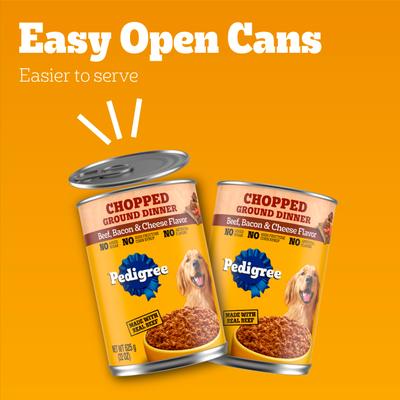 Chopped Ground Dinner Beef, Bacon & Cheese Flavor Adult Canned Wet Dog Food, 22-oz, case of 12