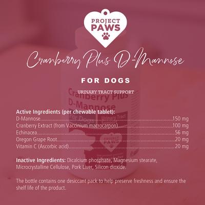 Cranberry Plus D-Mannose Urinary Tract Support Chewable Dog Supplement, 75 count