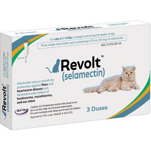 Solución tópica para gatos, 15.1-22 lbs, (caja gris topo), 6 dosis (suministro para 6 meses)
