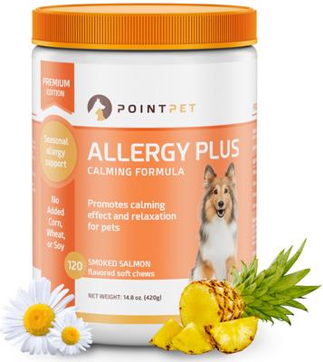 Allergy Plus Calming Smoked Salmon Flavored Seasonal Allergy Support Soft Chew Dog Supplement, 120 Count