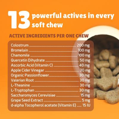 Allergy Plus Calming Smoked Salmon Flavored Seasonal Allergy Support Soft Chew Dog Supplement, 120 Count