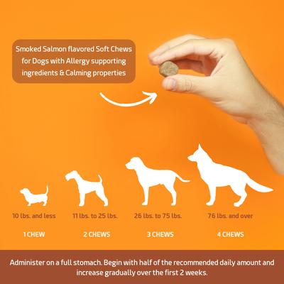 Allergy Plus Calming Smoked Salmon Flavored Seasonal Allergy Support Soft Chew Dog Supplement, 120 Count