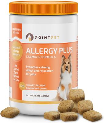 Allergy Plus Calming Smoked Salmon Flavored Seasonal Allergy Support Soft Chew Dog Supplement, 120 Count