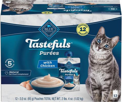 Tastefuls Adult Natural Purees Chicken Wet Cat Food, 3-oz pouch, case of 12