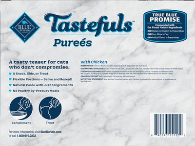 Comida húmeda para gatos Tastefuls Adult Natural Purees con pollo, bolsa de 3 oz, caja de 12