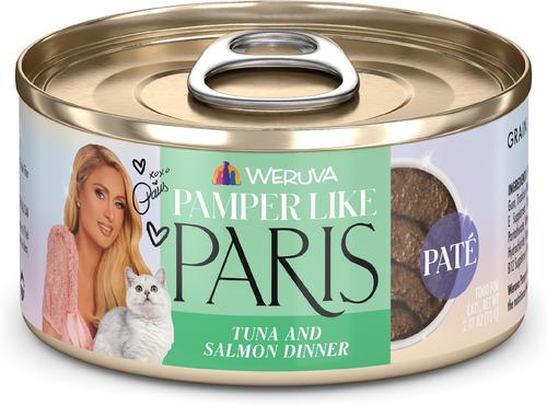 Comida húmeda para gatos con paté sin cereales Chicken & Salmon Dinner, lata de 2.47 oz, caja de 12