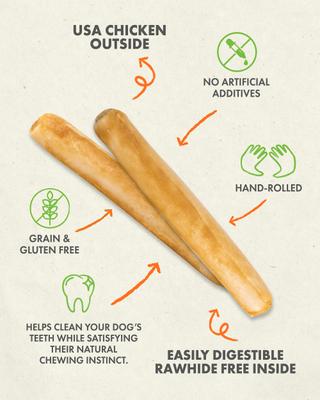 Hide Free Chicken Recipe X-Large Roll Dog Chew Treat, 2 count
