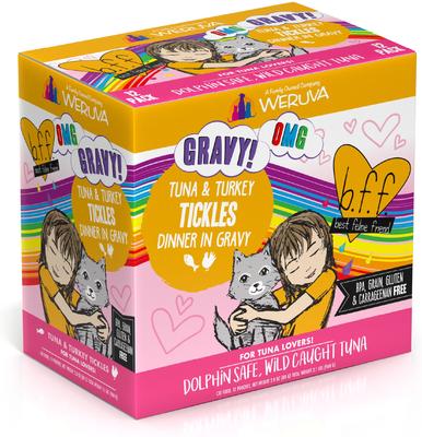 Bundle: BFF Tuna & Turkey Tickles Dinner in Gravy + Tuna & Duck Devour Me Dinner in Gravy Wet Cat Food Pouches