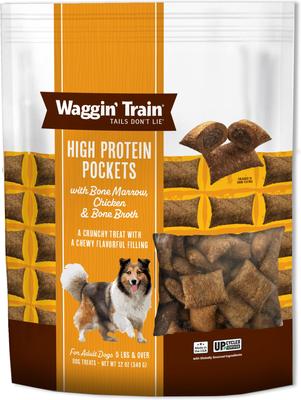High Protein Chicken Pockets with Bone Marrow & Bone Broth Grain-Free Crunchy Dog Treats, 12-oz bag