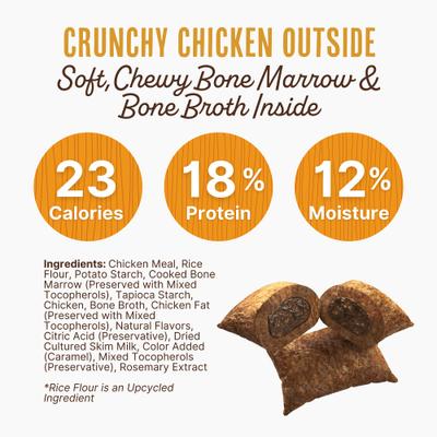 High Protein Chicken Pockets with Bone Marrow & Bone Broth Grain-Free Crunchy Dog Treats, 12-oz bag