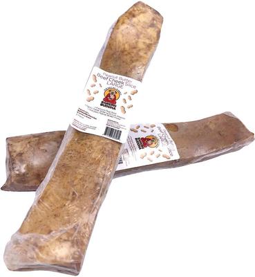 Golosinas para perros con mantequilla de maní y cachete de res, 10-12 pulgadas