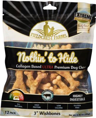 Nothin' To Hide Ultra - Masticables para perros Wishbone con sabor a carne de res de 3 pulgadas, 12 unidades