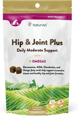 Hip & Joint Plus Omegas Soft Chews Joint Supplement for Cats & Dogs, 120 count