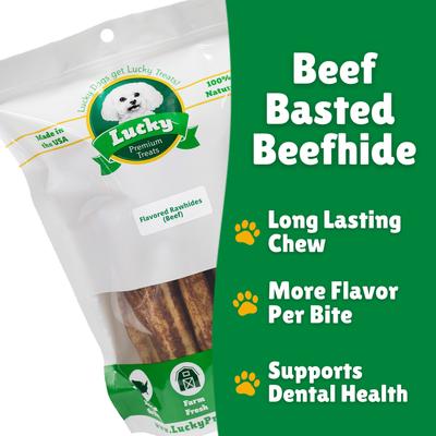 Beef Basted Rawhide Large Dog Chews, 10 count