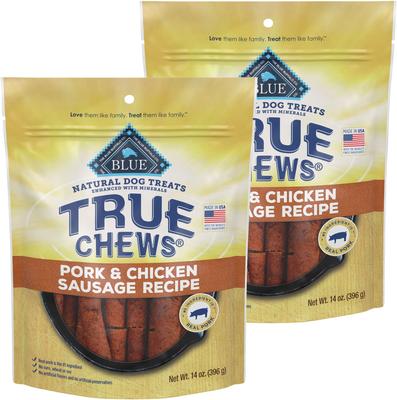 True Chews Natural Grain-Free Pork & Chicken Sausage Dog Treats, 14-oz bag, bundle of 2