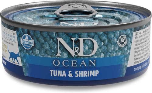 N&D Ocean Tuna & Shrimp Grain-Free Wet Cat Food, 2.46-oz can, case of 6