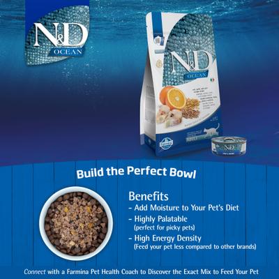 N&D Ocean Tuna & Shrimp Grain-Free Wet Cat Food, 2.46-oz can, case of 6