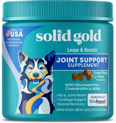 Leaps & Hounds Soft Chews Glucosamine Chondroitin Joint Supplement for Dogs, 60 count