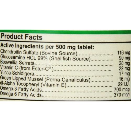 NaturVet, ArthiSoothe, tabletas con glucosamina y condroitina para articulaciones de perros, 250 / 500 tabletas