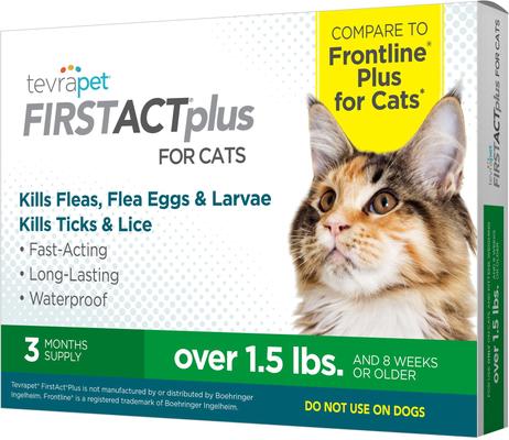 Tratamiento contra pulgas y garrapatas FirstAct Plus para gatos de más de 1,5 lb, 6 dosis