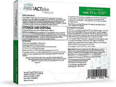 Tratamiento FirstAct Plus contra pulgas y garrapatas para gatos de más de 700 g (3 dosis, suministro para 3 meses)