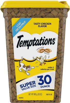 Bundle: Variety Pack - Temptations Classic Tasty Chicken Flavor Soft & Crunchy Cat Treats, 30-oz tub, Seafood Medley, Savory Salmon & Backyard Cookout Flavors