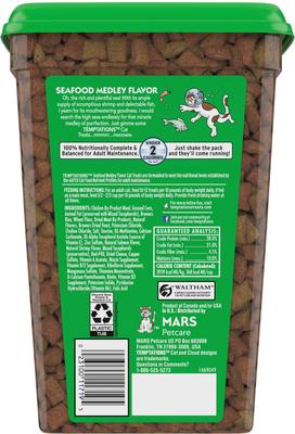 Bundle: Variety Pack - Temptations Classic Tasty Chicken Flavor Soft & Crunchy Cat Treats, 30-oz tub, Seafood Medley, Savory Salmon & Backyard Cookout Flavors