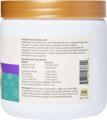 Mushroom Max Immunity Hickory Smoked Bacon Flavored Supplement for Dogs & Cats, 60 count