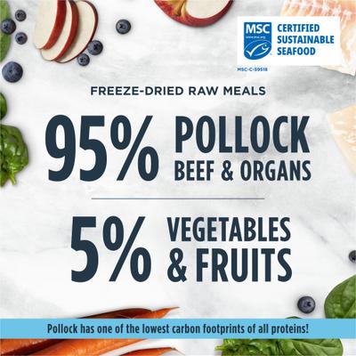 Raw Meals Grain-Free Wild Caught Alaskan Pollock Recipe Freeze-Dried Cat Food, 24-oz bag