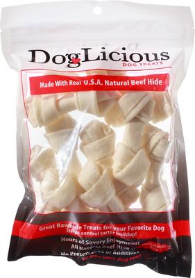 Golosinas de cuero crudo para perros DogLicious de 4 a 5 pulgadas, 10 unidades