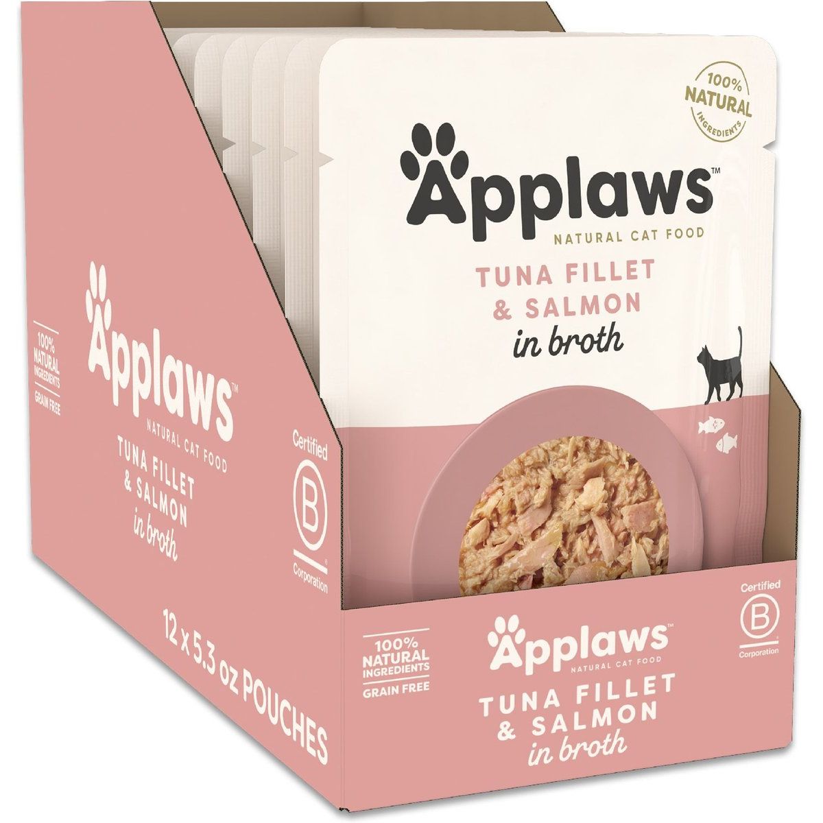 Applaws, Filete de Atún y Salmón en Caldo, 12 sobres × 150 g