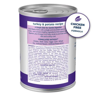 Basics Skin & Stomach Care Grain-Free Turkey & Potato Senior Canned Dog Food, 12.5-oz, case of 12