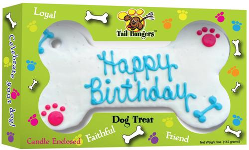 'Happy Birthday' Blue Gift Basket Variety Pack Crunchy Dog Treats