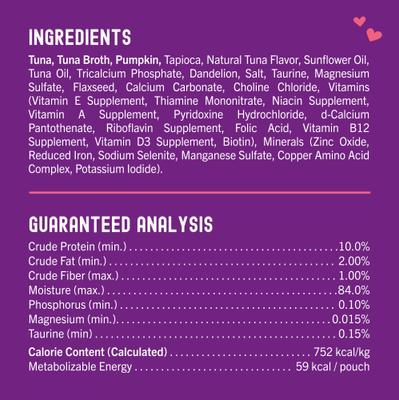 Carnivore Cravings Tuna & Pumpkin Flavored Shredded Wet Cat Food, 2.8-oz pouch, case of 24