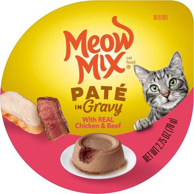 Pate in Gravy with Real Chicken & Beef Wet Cat Food, 2.75-oz cup, case of 12