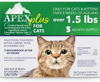 Topical Flea & Tick Treatment for Cats, >1.5 lbs, 3 doses