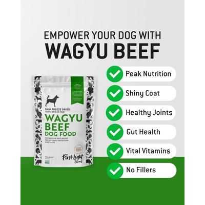 Alimento para perros liofilizado crudo de carne Wagyu 100 % alimentada con pasto, bolsa de 177 g