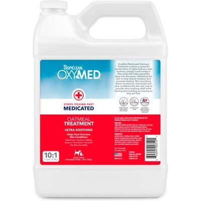 Acondicionador de avena para perros con tratamiento de enjuague y alivio de la picazón medicado OxyMed, botella de 1 galón